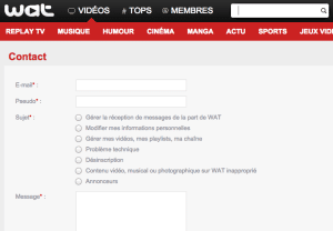 Formulaire de contact Wat.tv