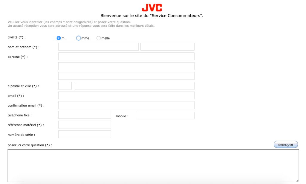 Formulaire JVC