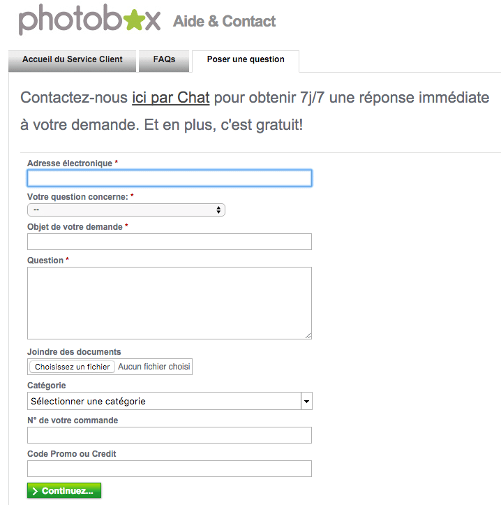 Formulaire Photobox