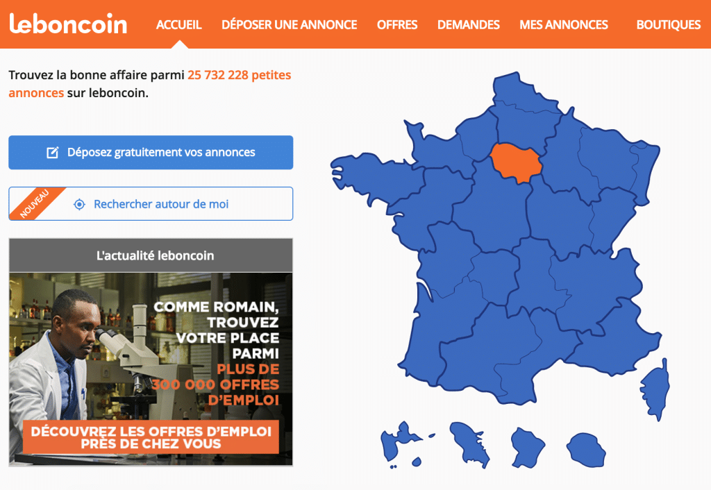 Aperçu du site web leboncoin.fr