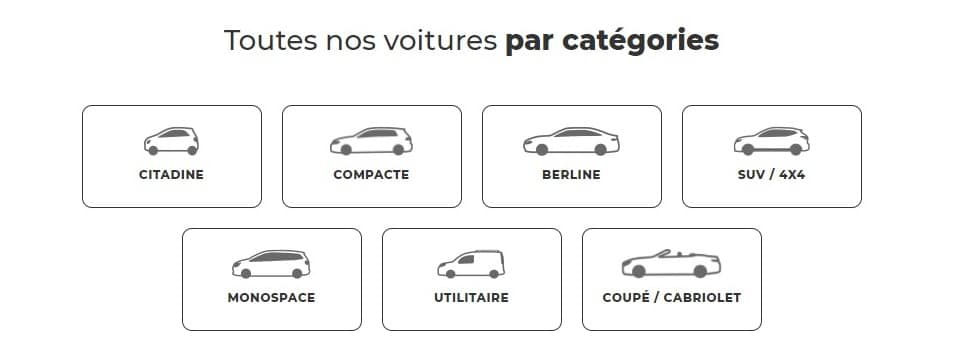 Les différentes catégories de véhicules en vente chez Carventura
