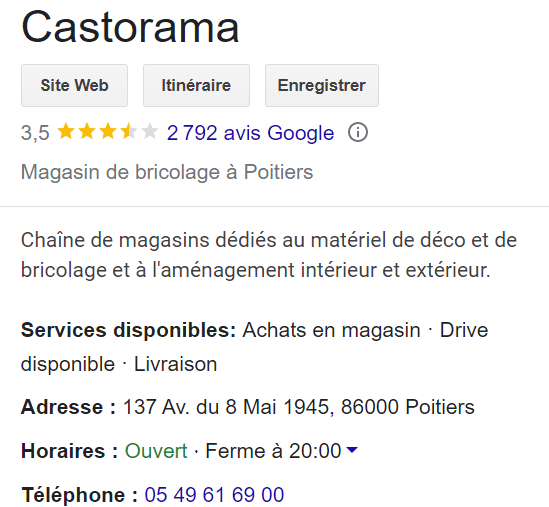 Contact Castorama Poitiers 