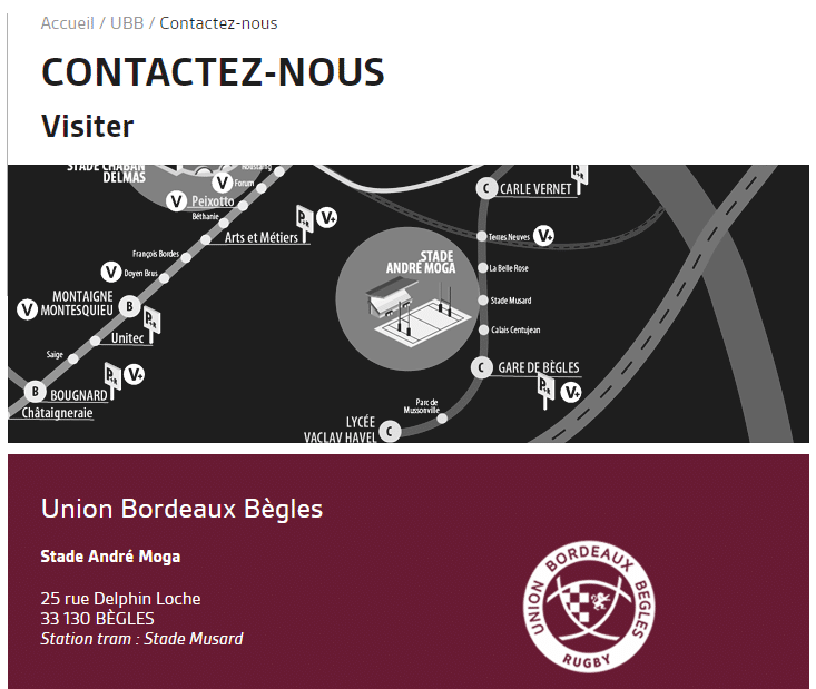 coordonnées de contact de Union Bordeaux