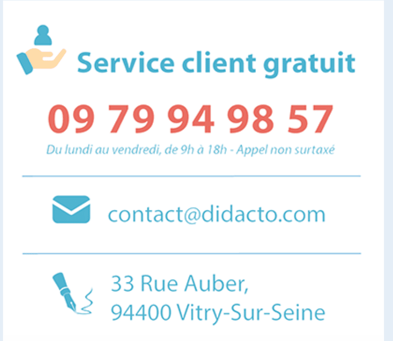 Coordonnées service client Didacto