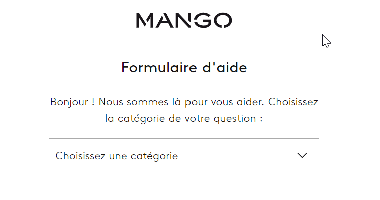 Formulaire de contact Mango Outlet 