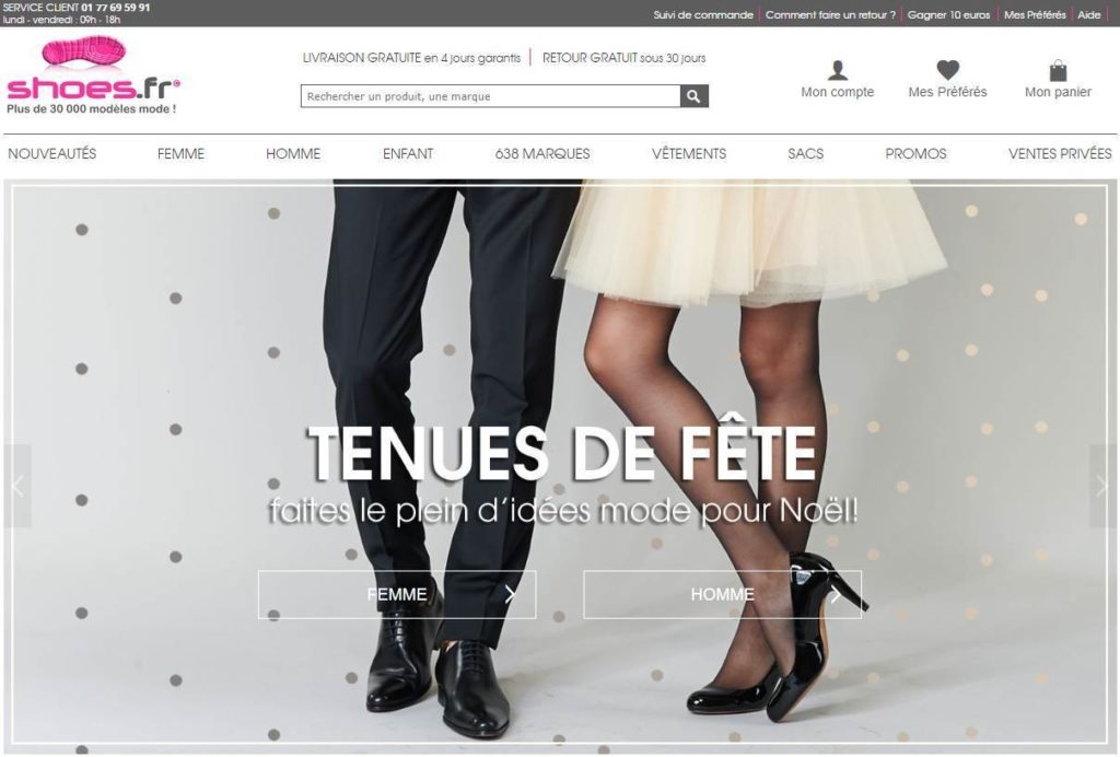 Aperçu du site web Shoes.fr