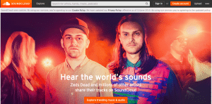 Capture d'écran du site officiel Soundcloud.com